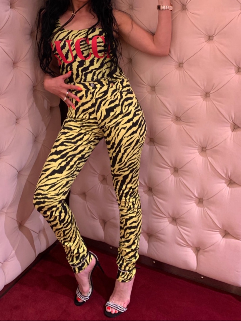 Gucci Zebra Print One Shoulder Bodysuit swimsuit XS Red Logo NEW